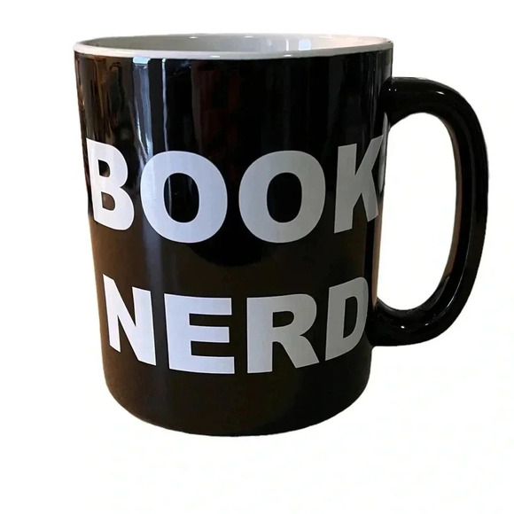 Other - Black and White Oversized Coffee Mug “Book Nerd” on Both Sides